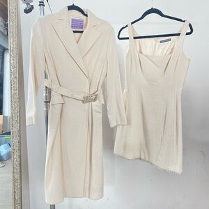 Alexa Chung cream wool boucle blazer jacket and mini dress set size xs / s